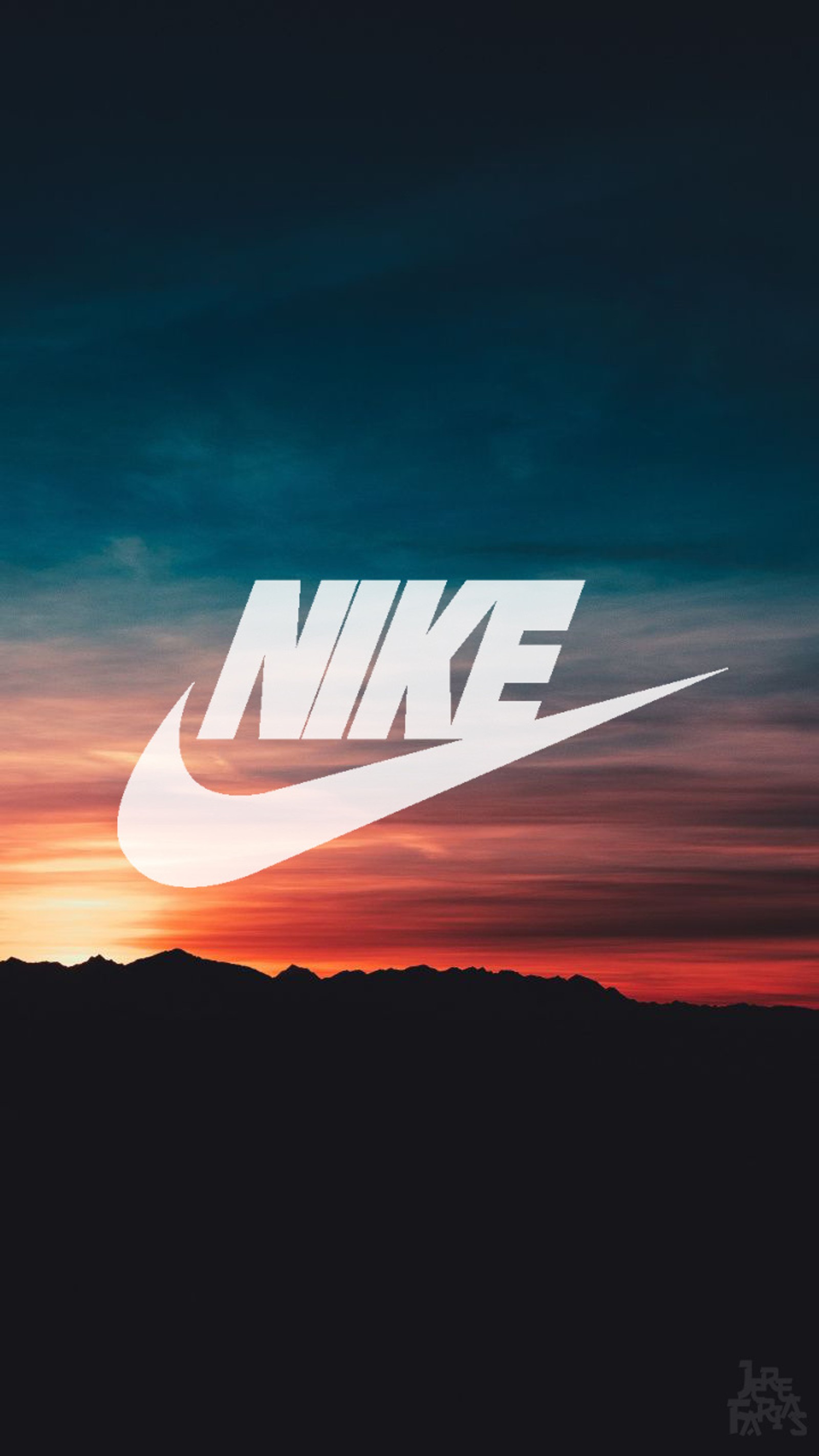 Изображение заката с логотипом nike на нем (nike, красный, синий, пейзаж)