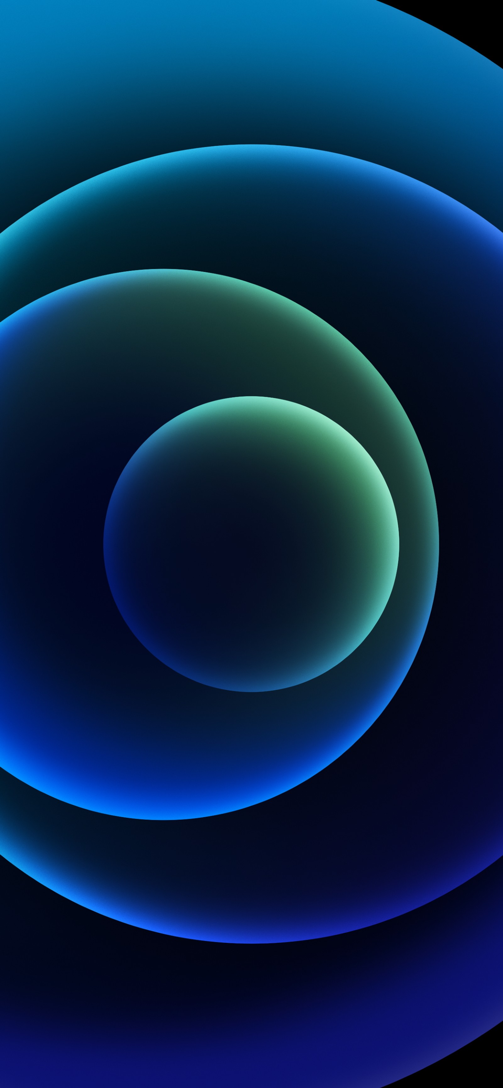 A close up of a blue and green swirl with a black background (apple, iphone 12, iphone, apples, ios)