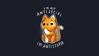 Kawaii Fox with Quote: "I'm Not Antisocial, I'm Antistupid