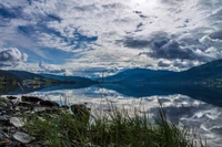 fjord, nature, reflection, mountain, highland wallpaper