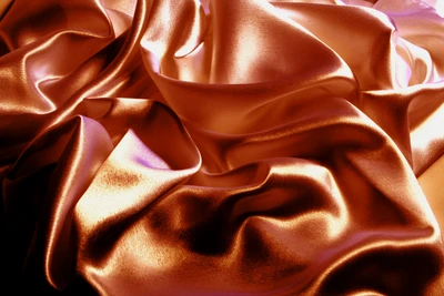 Close-Up of Luxurious Brown and Peach Satin Textile