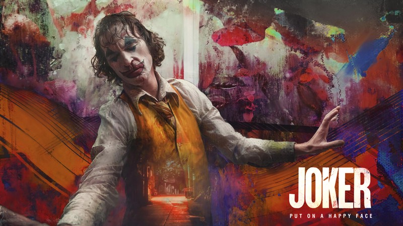 Картина мужчины с клоунским лицом и желтым жилетом (джокер 2019, joker 2019, фильм, джокер, joker)