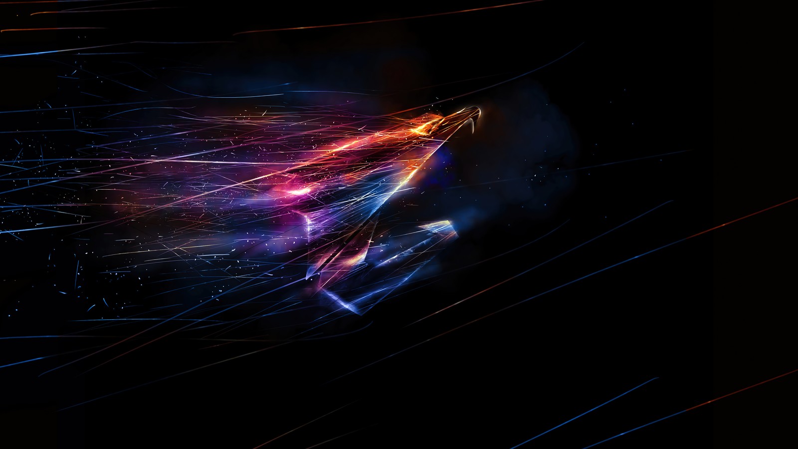 A close up of a person riding a skateboard on a dark surface (aorus, logo, gigabyte, digital art)