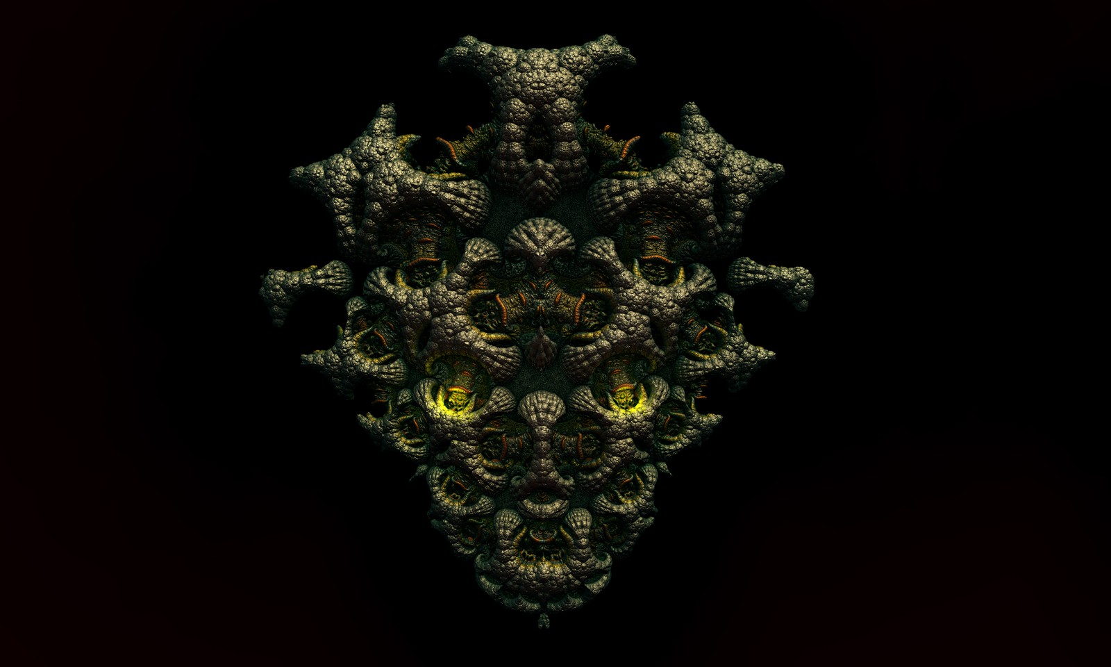 There is a very strange looking picture of a strange looking object (art, symmetry, visual arts, fractal art, pattern)