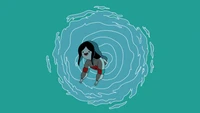 Marceline la Reine Vampire nage dans une piscine d'eau tourbillonnante.