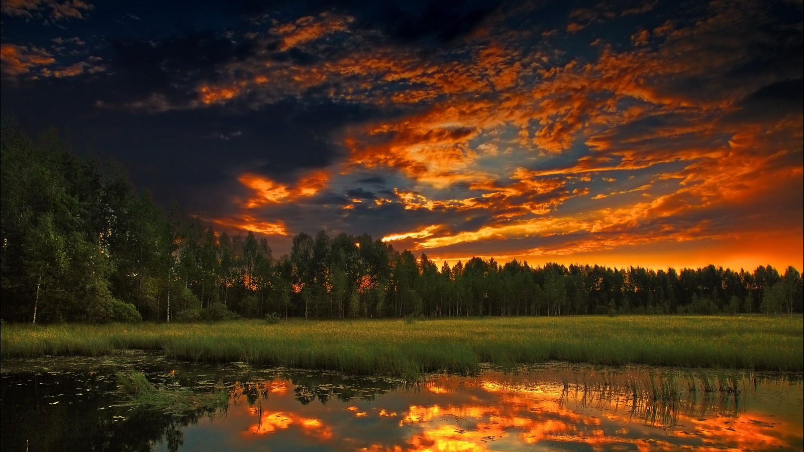 Lade natur, reflexion, nachglühen, abend, see Hintergrund herunter