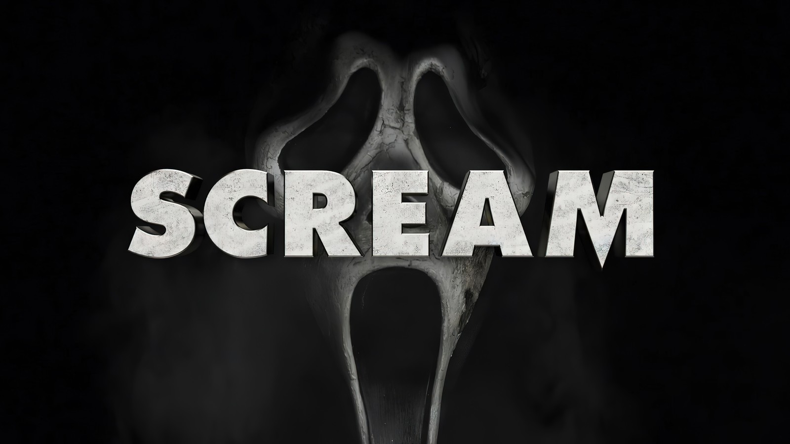 A close up of a scream logo with a black background (scream vi, scream 6, 2023, movie)