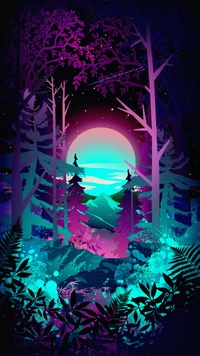 Dreamy Forest with Celestial Moonlight