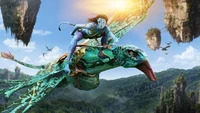 Neytiri reitet auf einem Skimwing in Avatar: Der Weg des Wassers