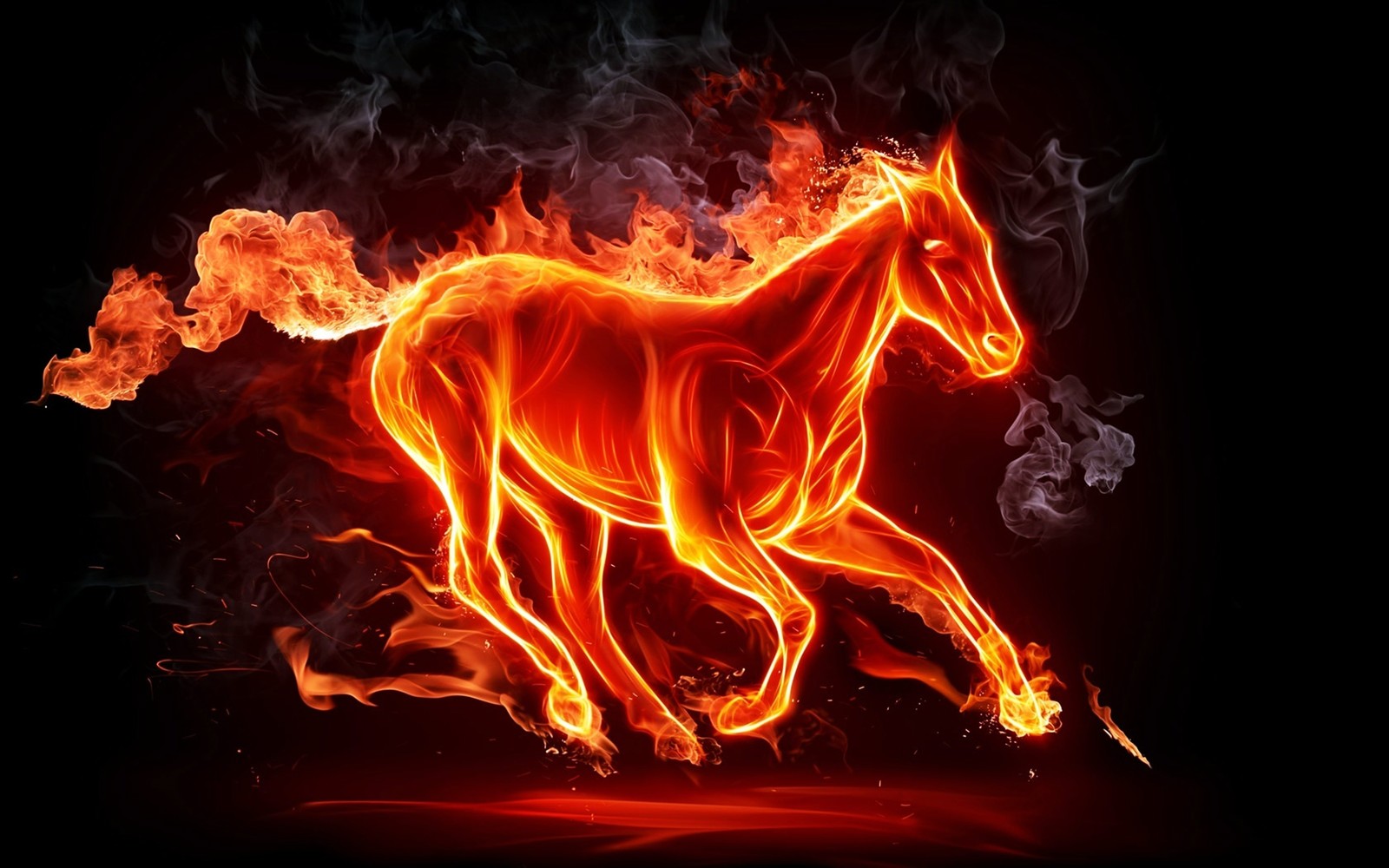 flame, heat, fire, horse, graphics wallpaper