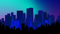 digital art, blue, daytime, tower block, city wallpaper