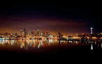 noche, paisaje urbano, ciudad, panorama, reflexión