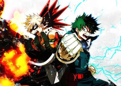 Katsuki Bakugo e Izuku Midoriya: Confronto épico em My Hero Academia