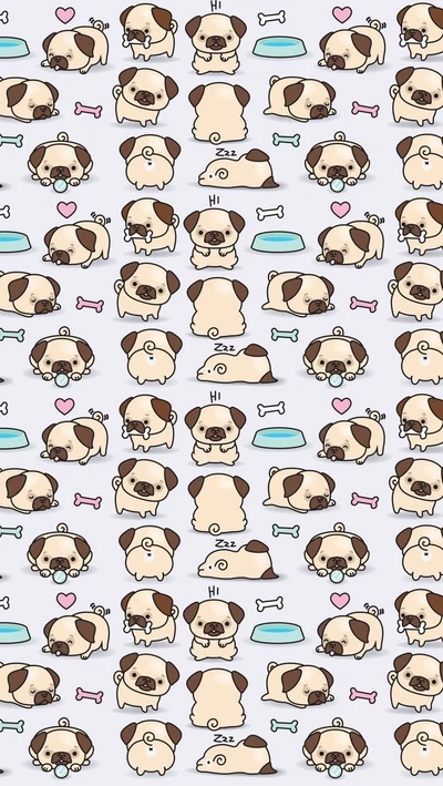 animals, dogs, pattern, pugs