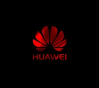 Cooles schwarzes und rotes Huawei-Logo mit metallischen Elementen