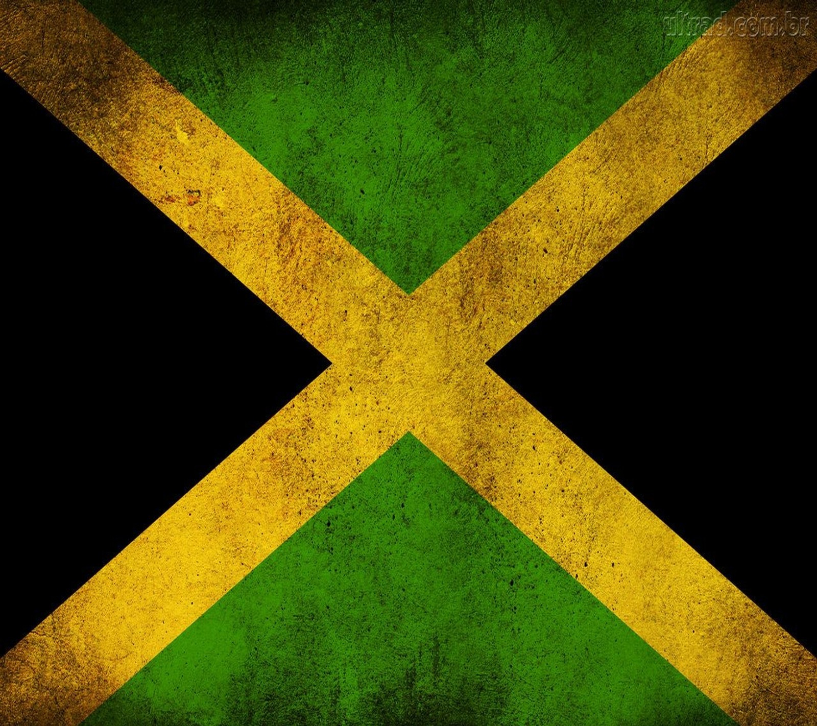 Uma bandeira jamaicana suja com um fundo preto (ilha, jamaica)