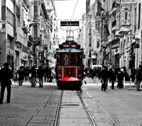 red, tram wallpaper