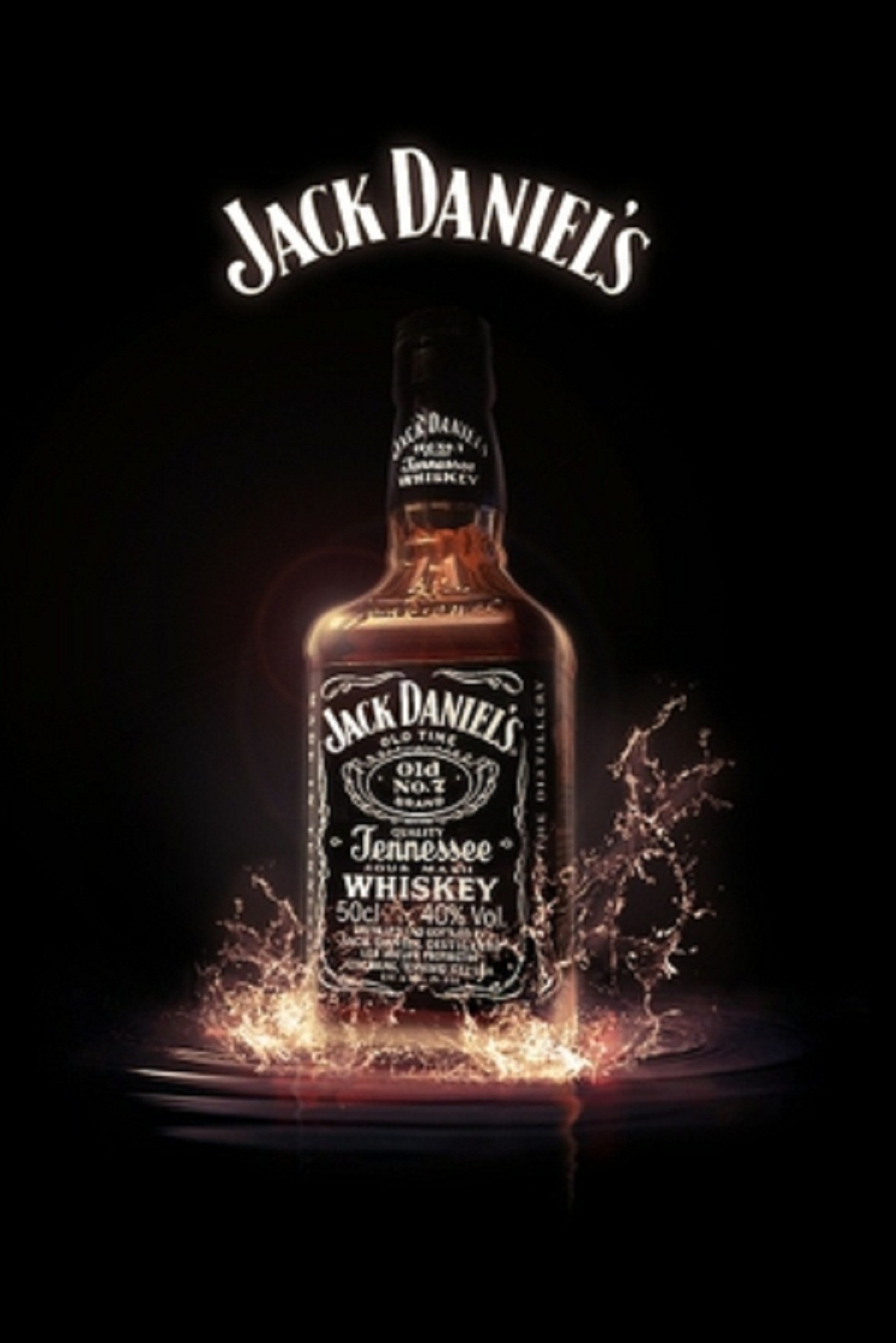 Jack daniels whiskey-flasche mit funken, die herauskommen (d4, j7)