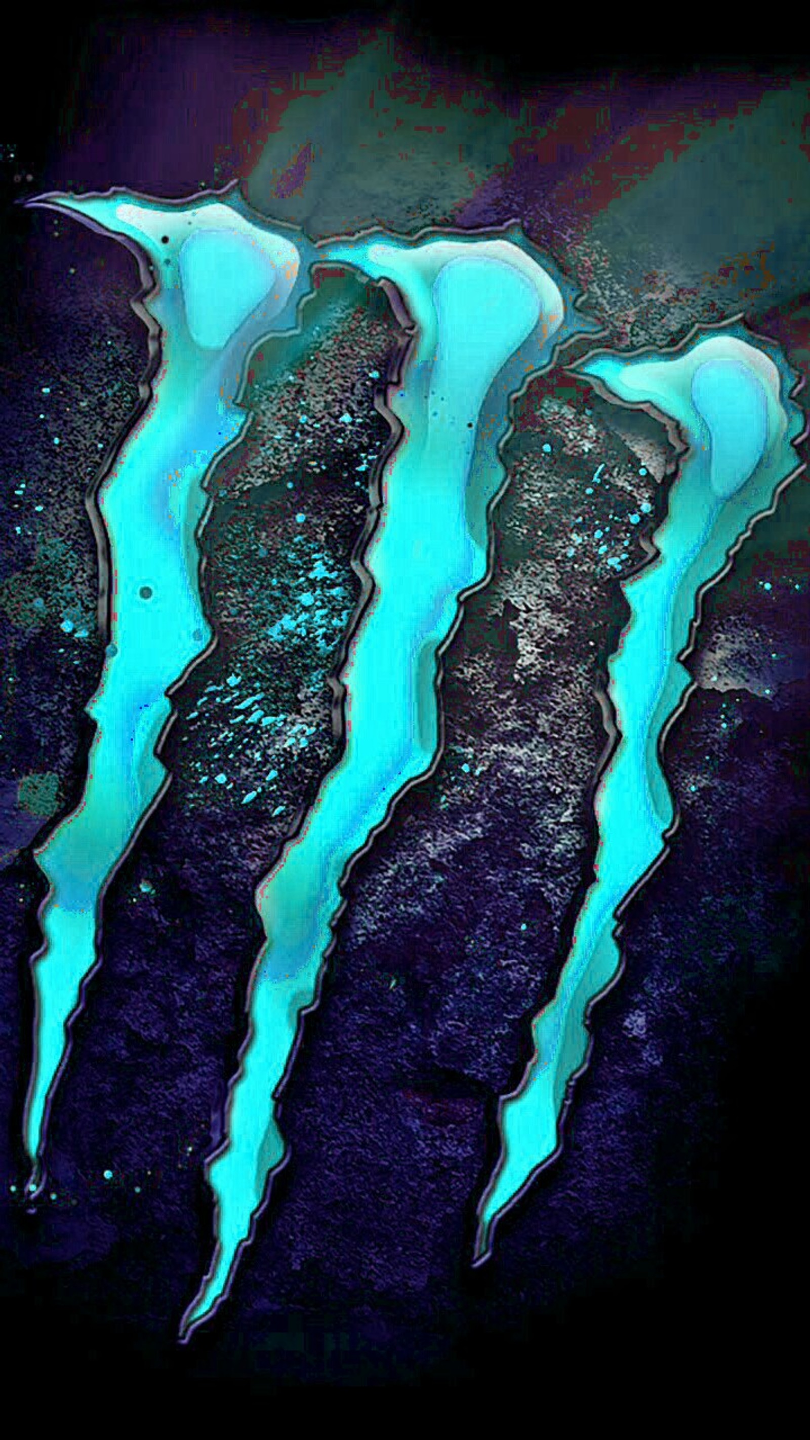 A close up of a blue and green liquid substance on a black surface (blue, logo)