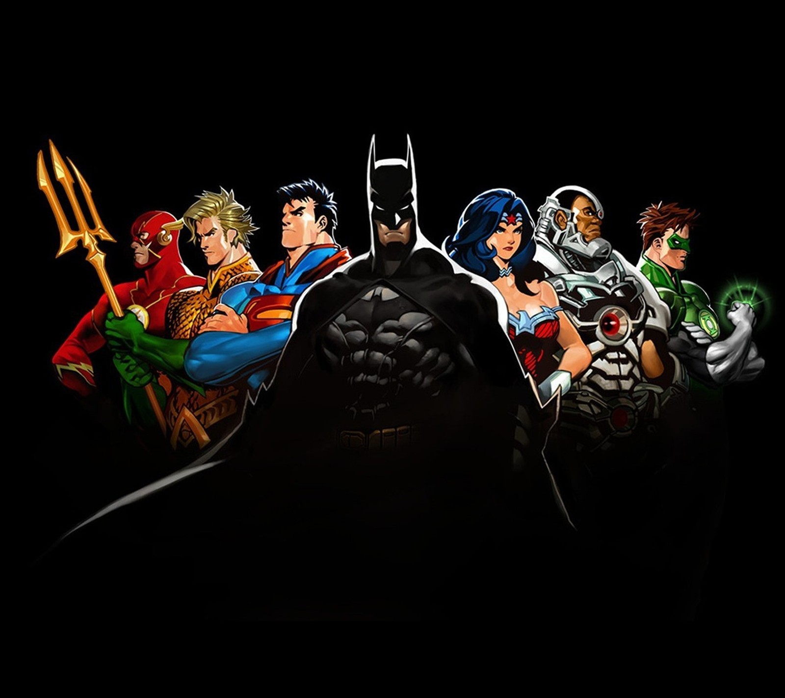 Batman, green lantern, aquaman, and other superheros in a dark background (actor, comic, dc, entertainment, hollywood)