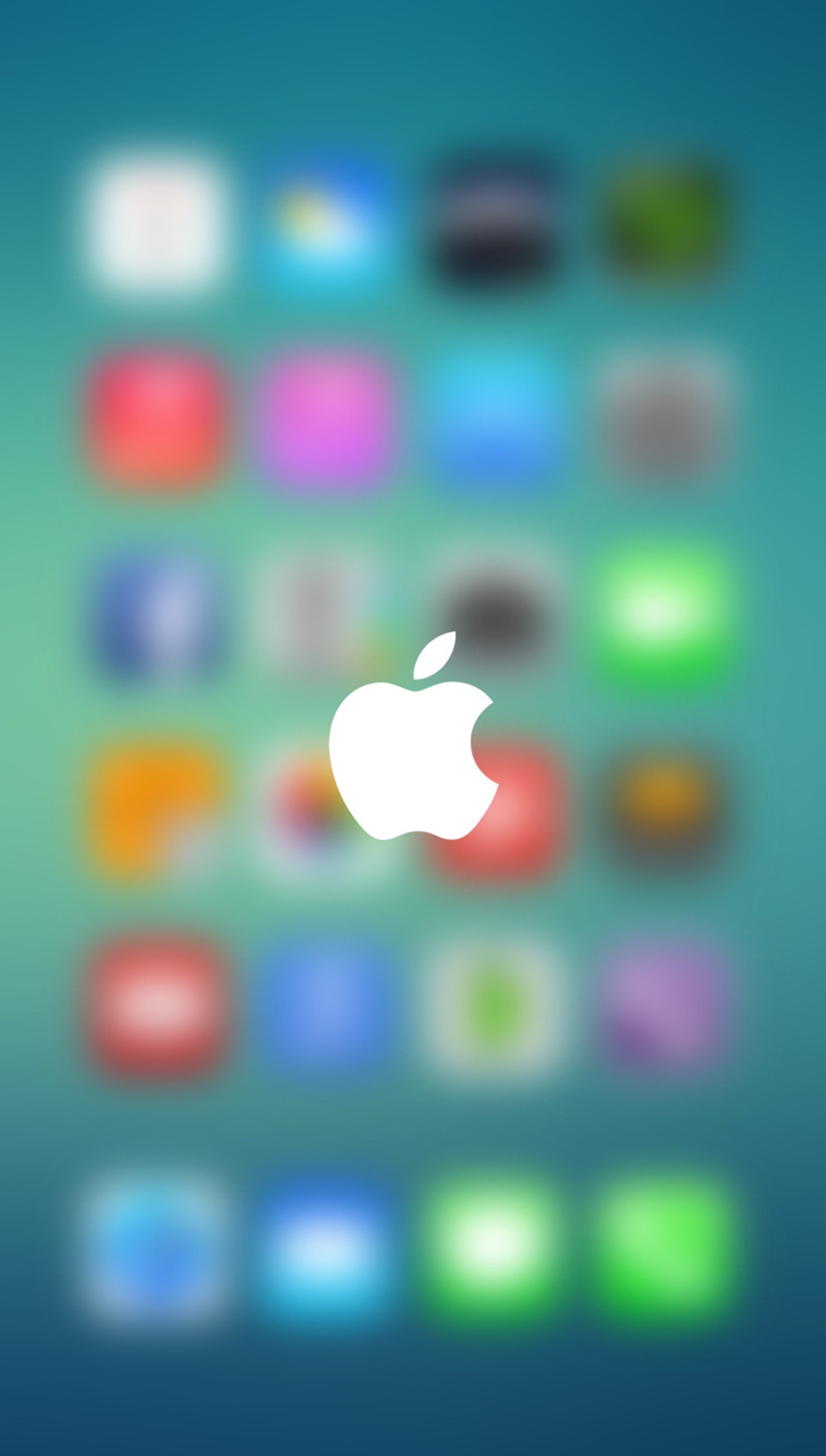 Há muitos botões de cores diferentes em um fundo azul (maçã, iphone, logotipo)