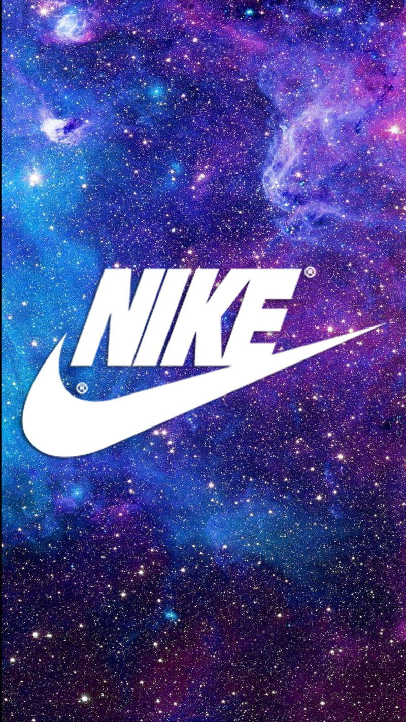 Пурпурная и синяя галактика с логотипом nike на ней (воздух, логотипы, nike galaxy rhood)