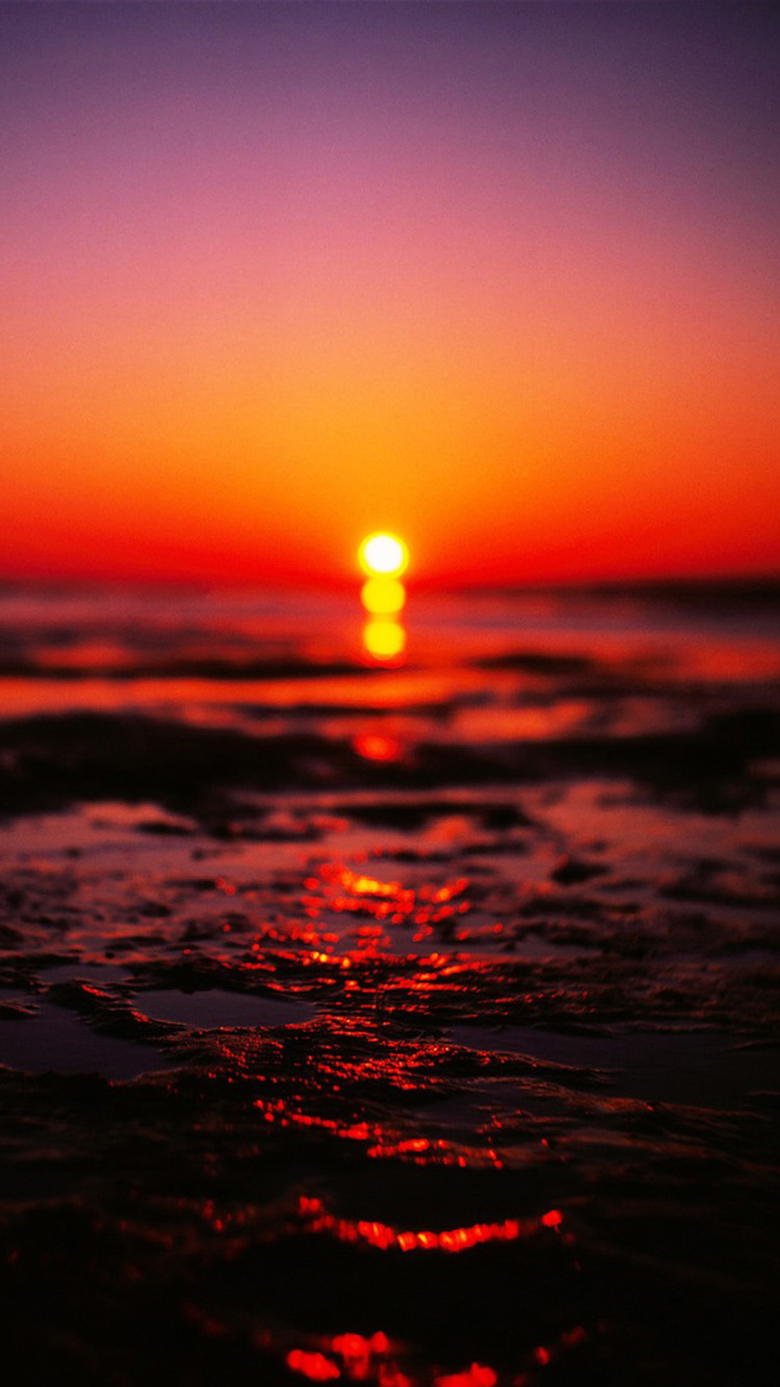 ocean, red, sea, sunset, waves wallpaper