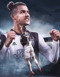 Cristiano Ronaldo comemorando com o uniforme da Juventus