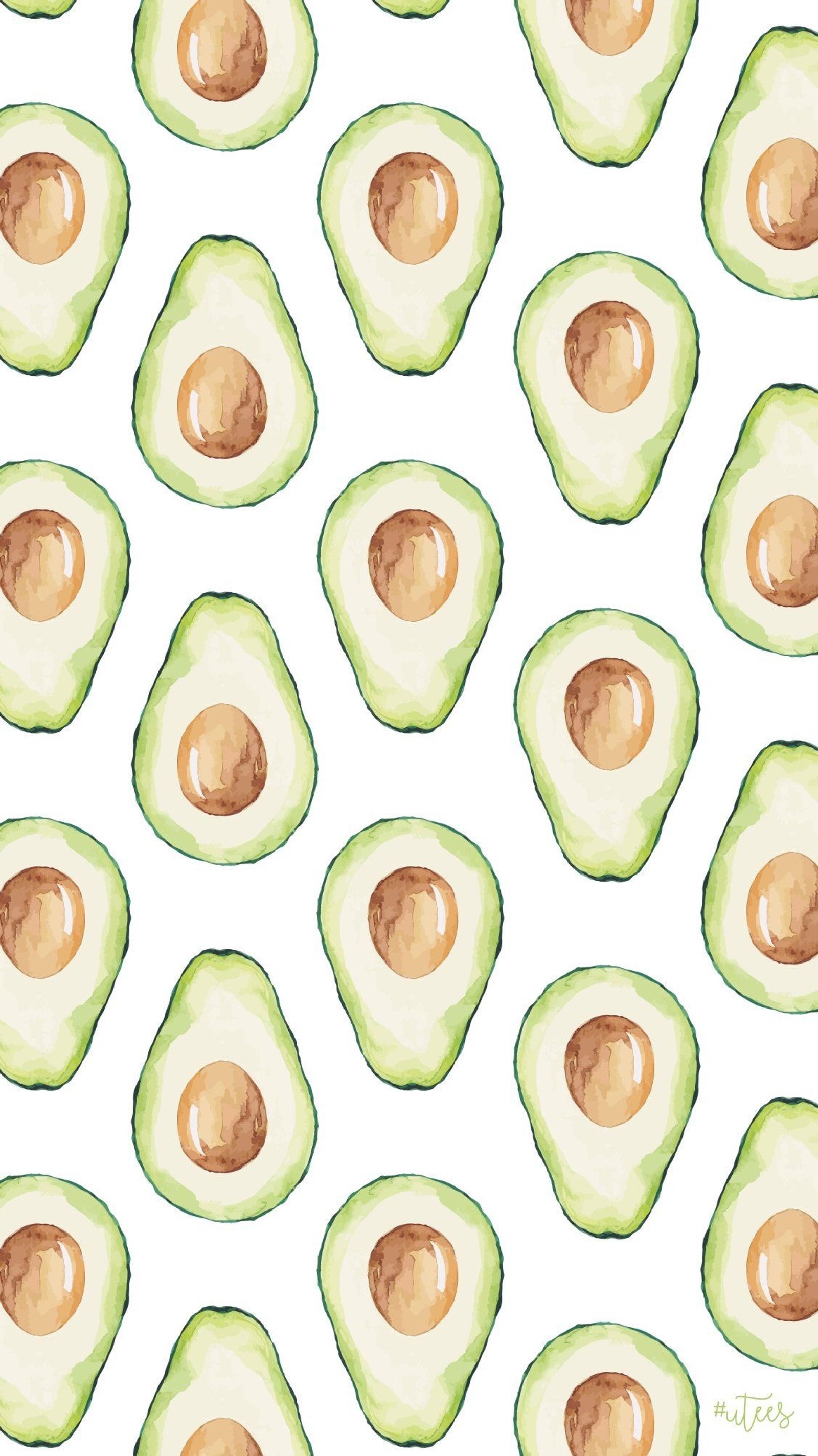 A close up of a pattern of avocados on a white background (avocado, fruit, vegetables)