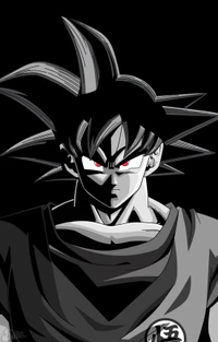 HD Anime Art of Goku with Intense Expression