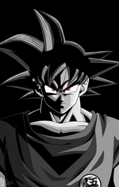 Arte de anime HD de Goku con expresión intensa