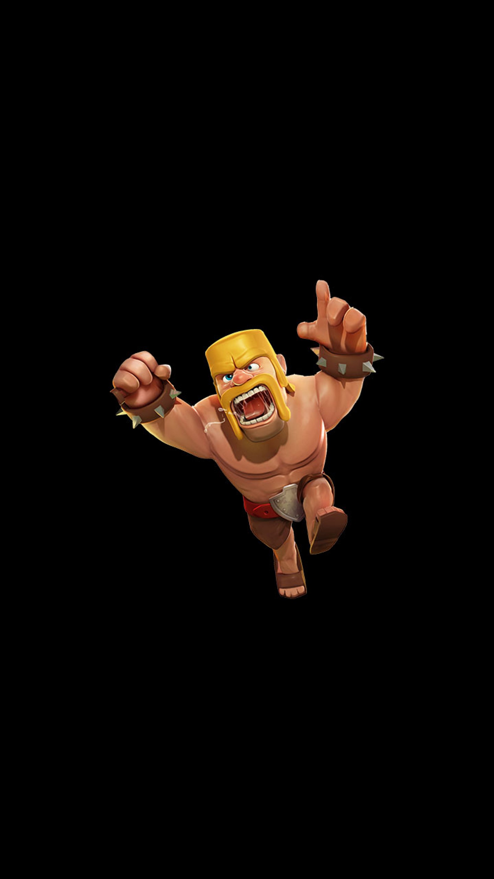 Un gros plan d'un personnage de dessin animé avec un casque jaune (amoled, attaque, barbare, noir, clash of clans)