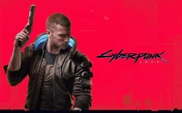 cyberpunk 2077, red background, character v, xbox series x, xbox one wallpaper