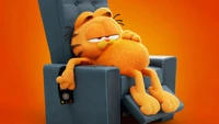 Garfield, der sich auf einem Liegestuhl entspannt