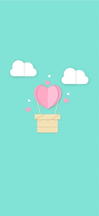 Heart-Shaped Hot Air Balloon in Aqua Sky