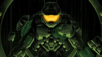 Dynamic Halo 2 Poster: Futuristic Symmetry in Darkness