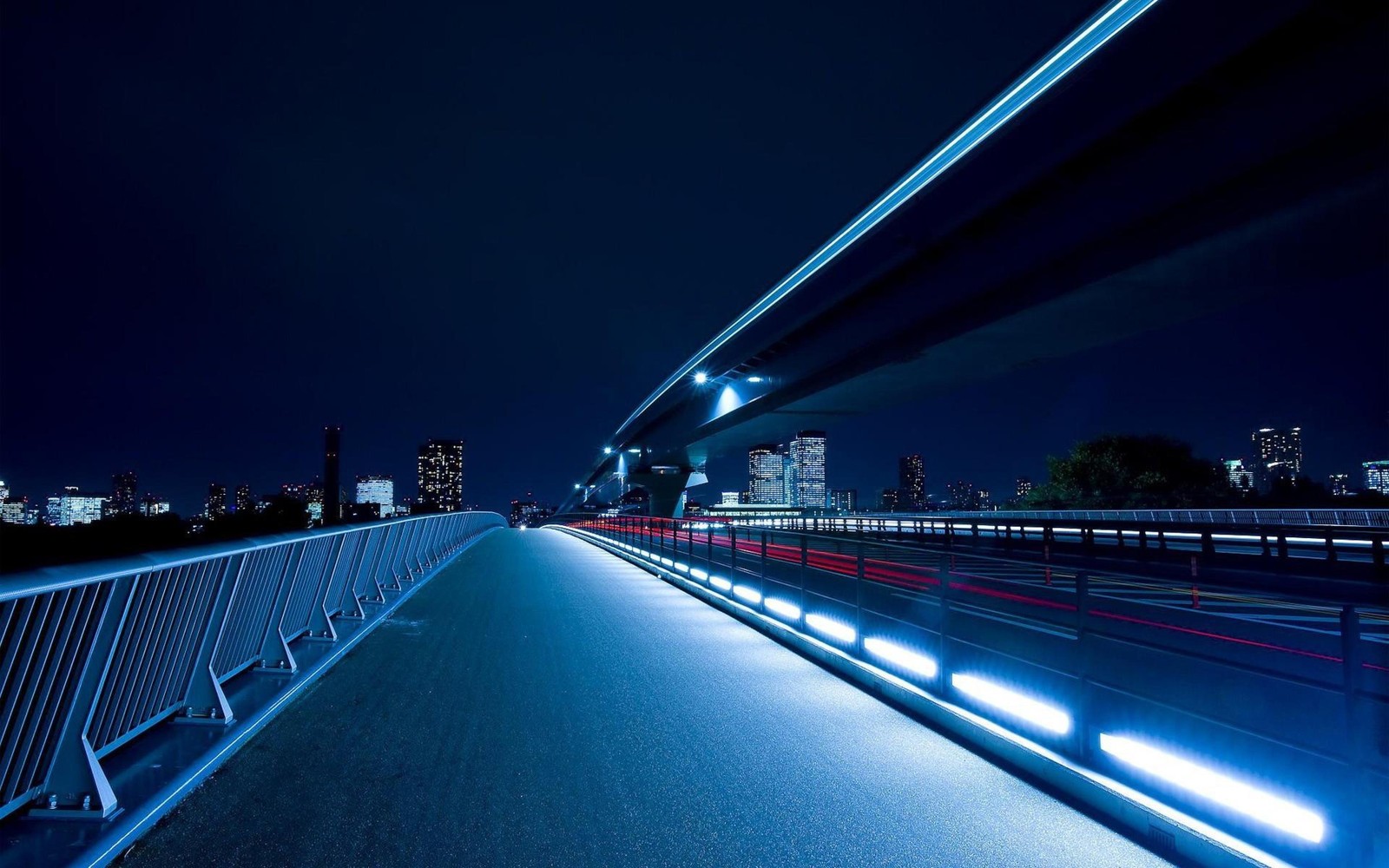 Téléchargez le fond d'écran architecture, bleu, nuit, lumière, pont