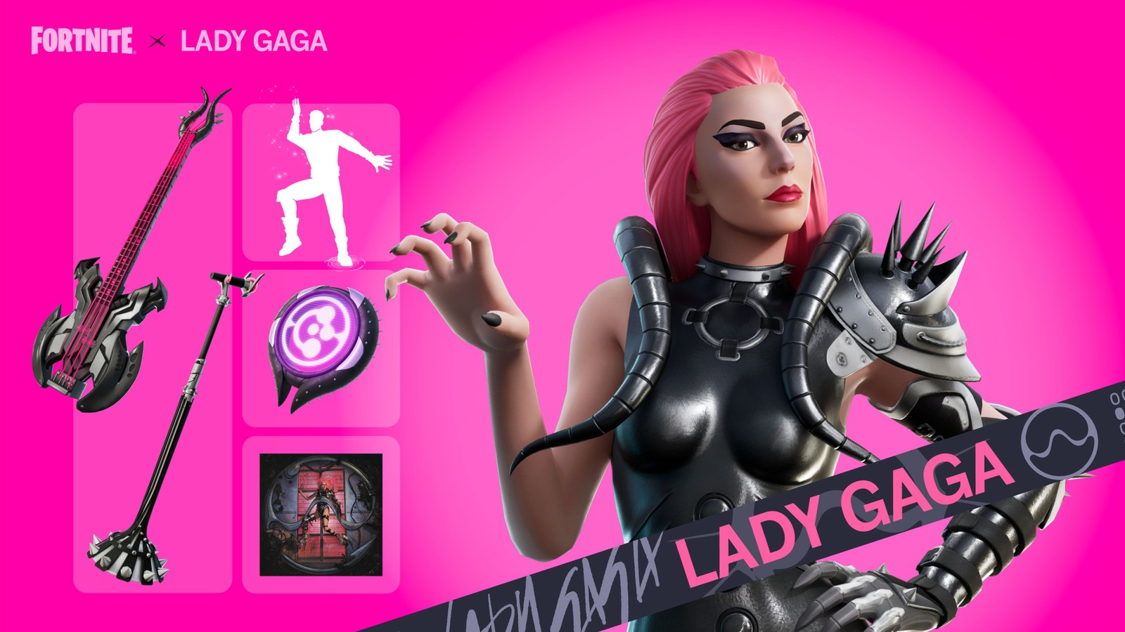 Lade fortnite, lady gaga, weiblicher charakter, spiele, 4k hintergrund herunter