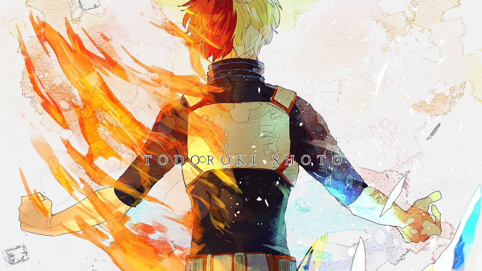 Anime, garçon anime, feu, feu, anime, feu, anime, feu, feu (shoto todoroki, flamme, feu, glace, boku no hero academia)