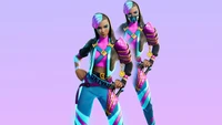 Imaginez : Deux personnages de Fortnite dans un style néon