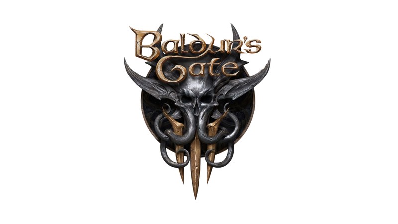 Черно-золотой логотип с рогатой головой (baldurs gate iii, видеоигра, балдаurs gate 3, baldurs gate 3, логотип)