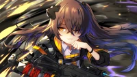 UMP45 en acción: una escena dinámica inspirada en el anime de Girls Frontline