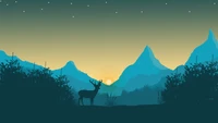 sunrise, minimalist, minimalism, digital art, deer wallpaper