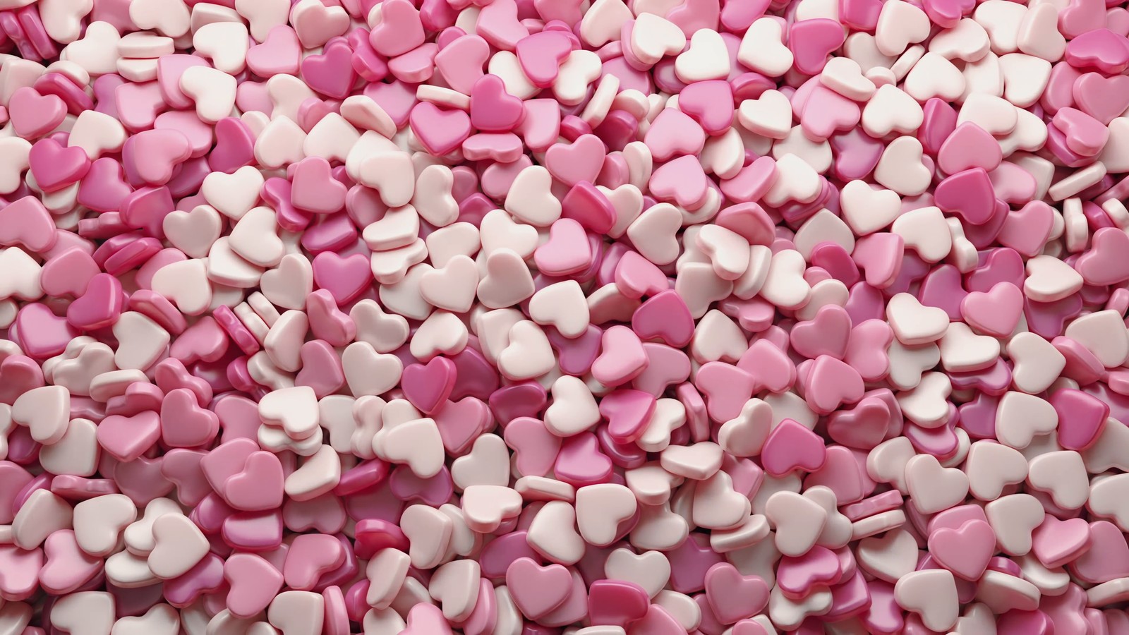 Un primer plano de un montón de corazones rosas y blancos (rosa, blanco)