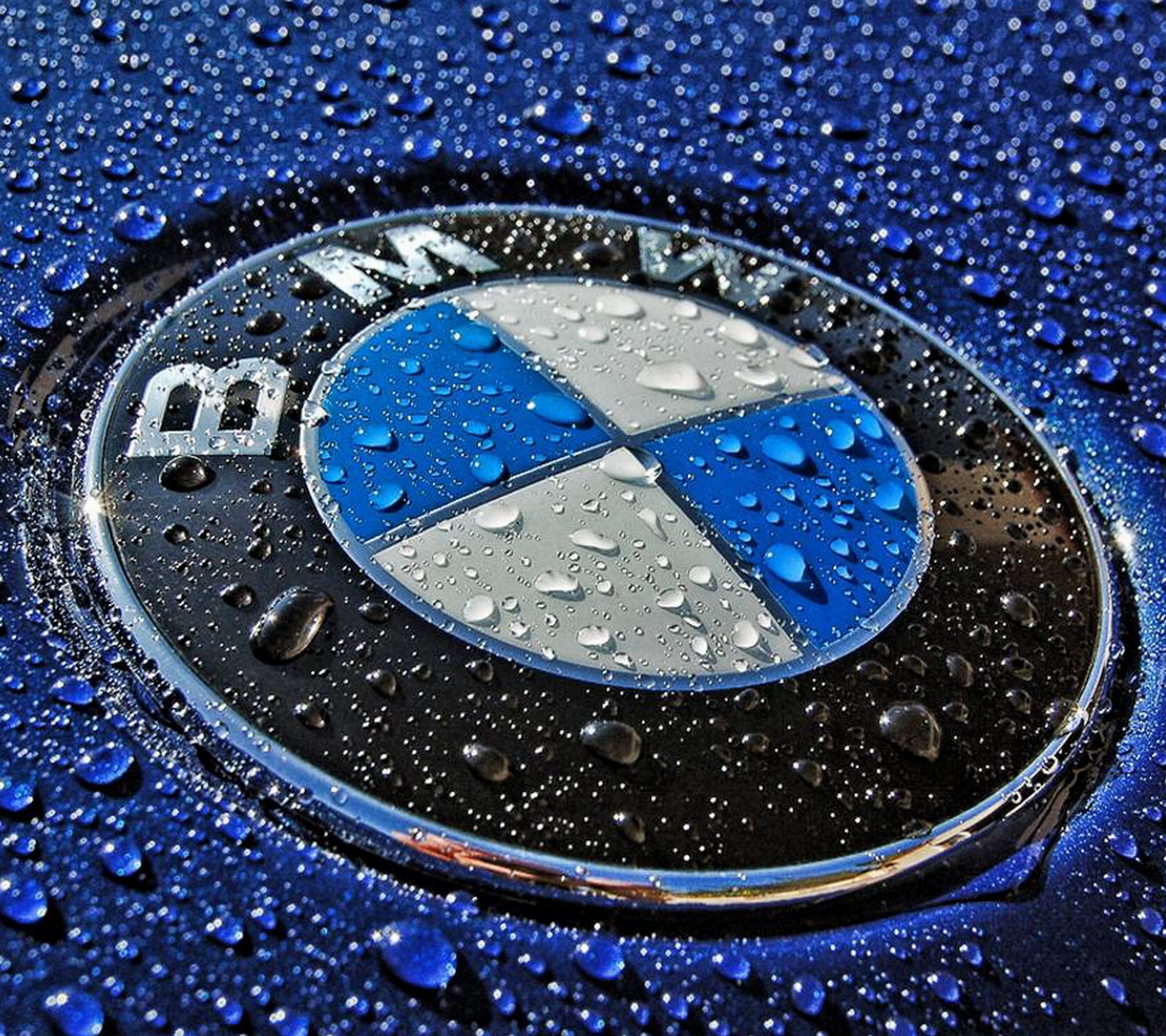 Крупный план эмблемы bmw на синем автомобиле (эмблема, bmw, логотип)