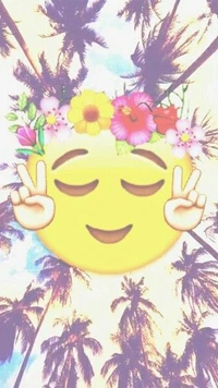 beach, emoji, flowers, summer, trees