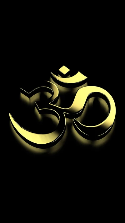 Golden Om Symbol on a Black Background