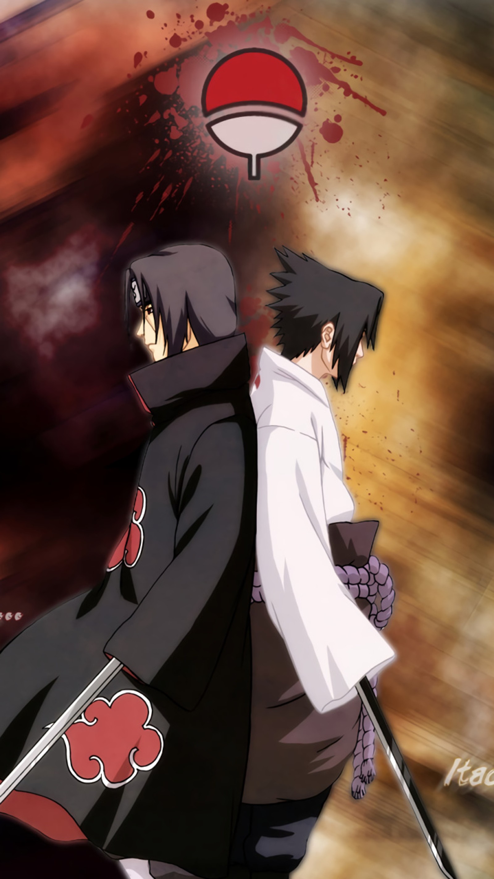 Скачать обои аниме, anime, itachi, саске, sasuke