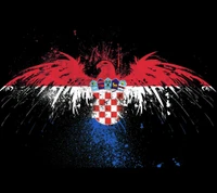 Stylized Croatian Flag with Eagle and Checkerboard Shield