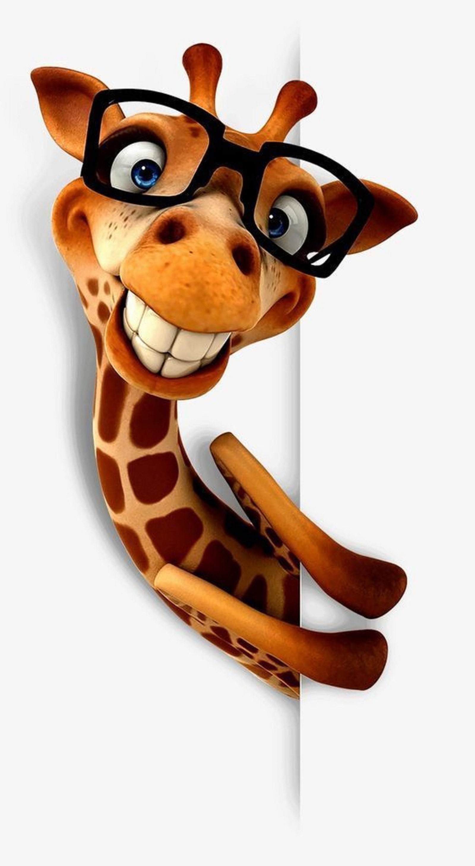 Eine cartoon-giraffe mit brille, die über ein leeres schild schaut (giraffe, niedlich)